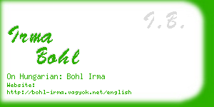 irma bohl business card